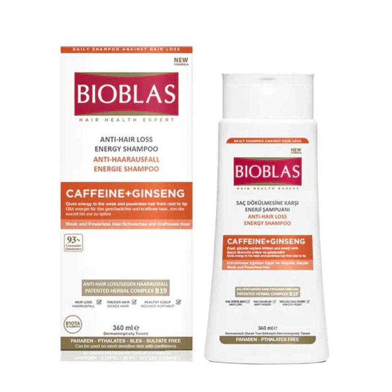 Bioblas Caffeine & Ginseng Shampoo 360ml for hair fall control