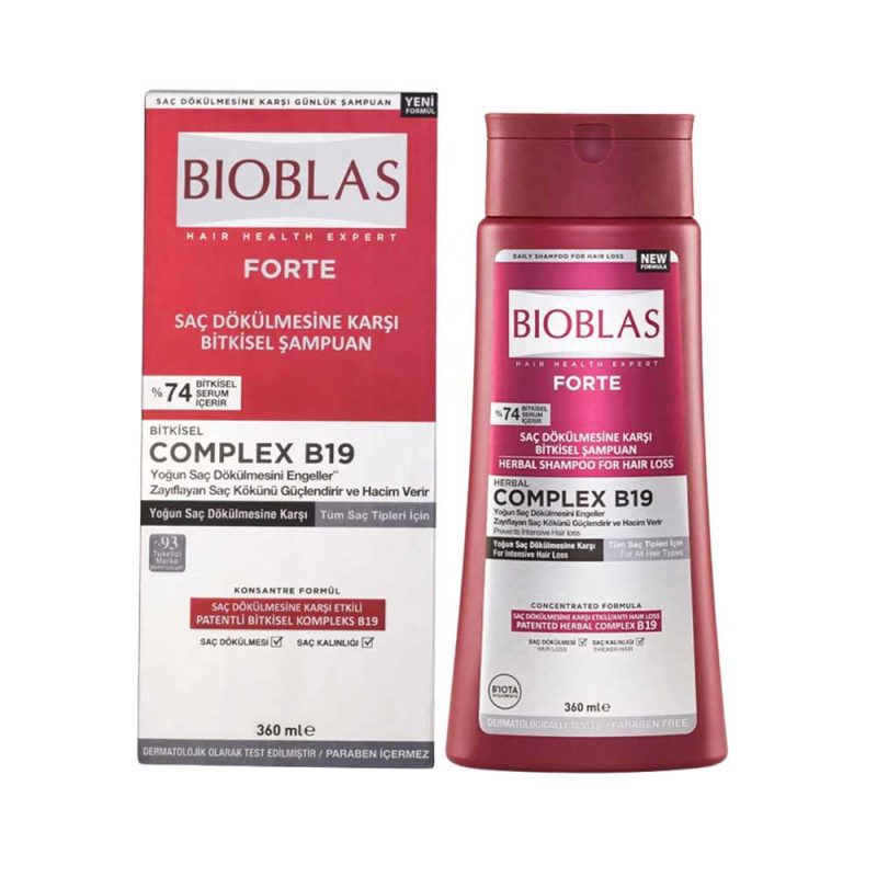 Bioblas Forte Anti-Hair Loss Shampoo 360ml bottle front view for weak and thinning hair