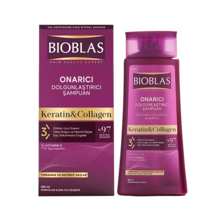 Bioblas Collagen and Keratin Shampoo for Strong and Thick Hair 360ml bottle front view