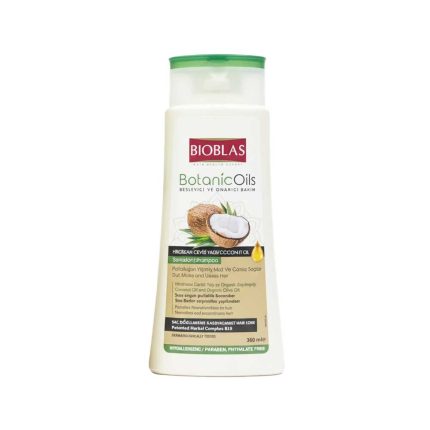 Bioblas Botanic Oils Coconut Oil Shampoo 360ml bottle for nourishing and repairing dry, damaged hair
